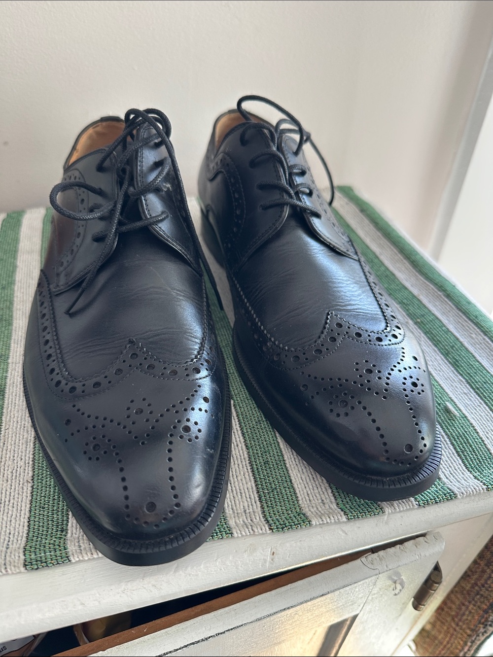 Aldo Black Wingtip Brogue Leather Oxfords